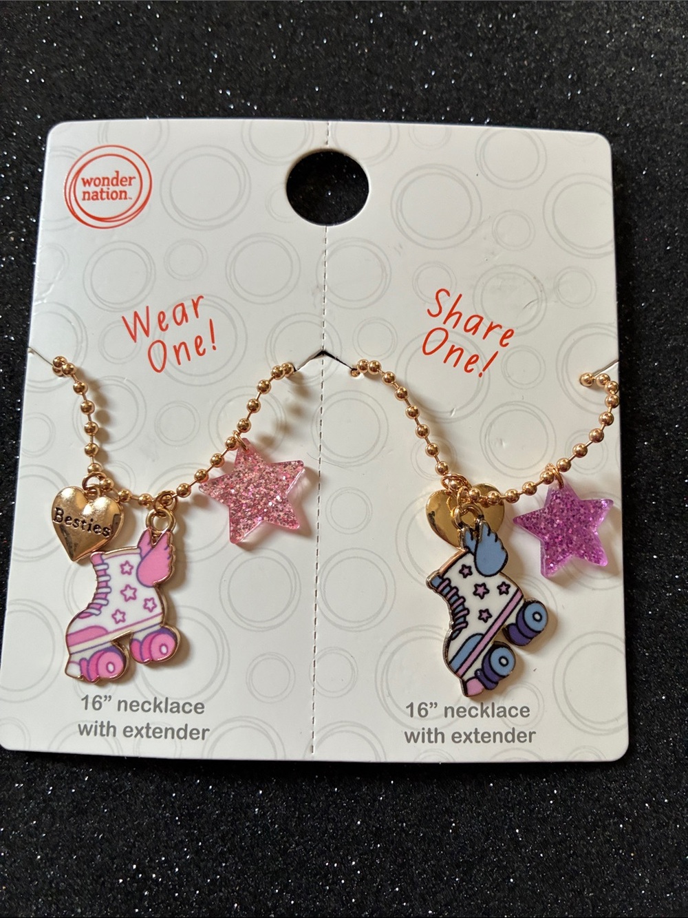 wonder nation Pink and Purple Roller Skate Besties Necklace Duo